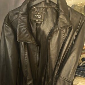 Jones New York Black Leather Shirt Jacket